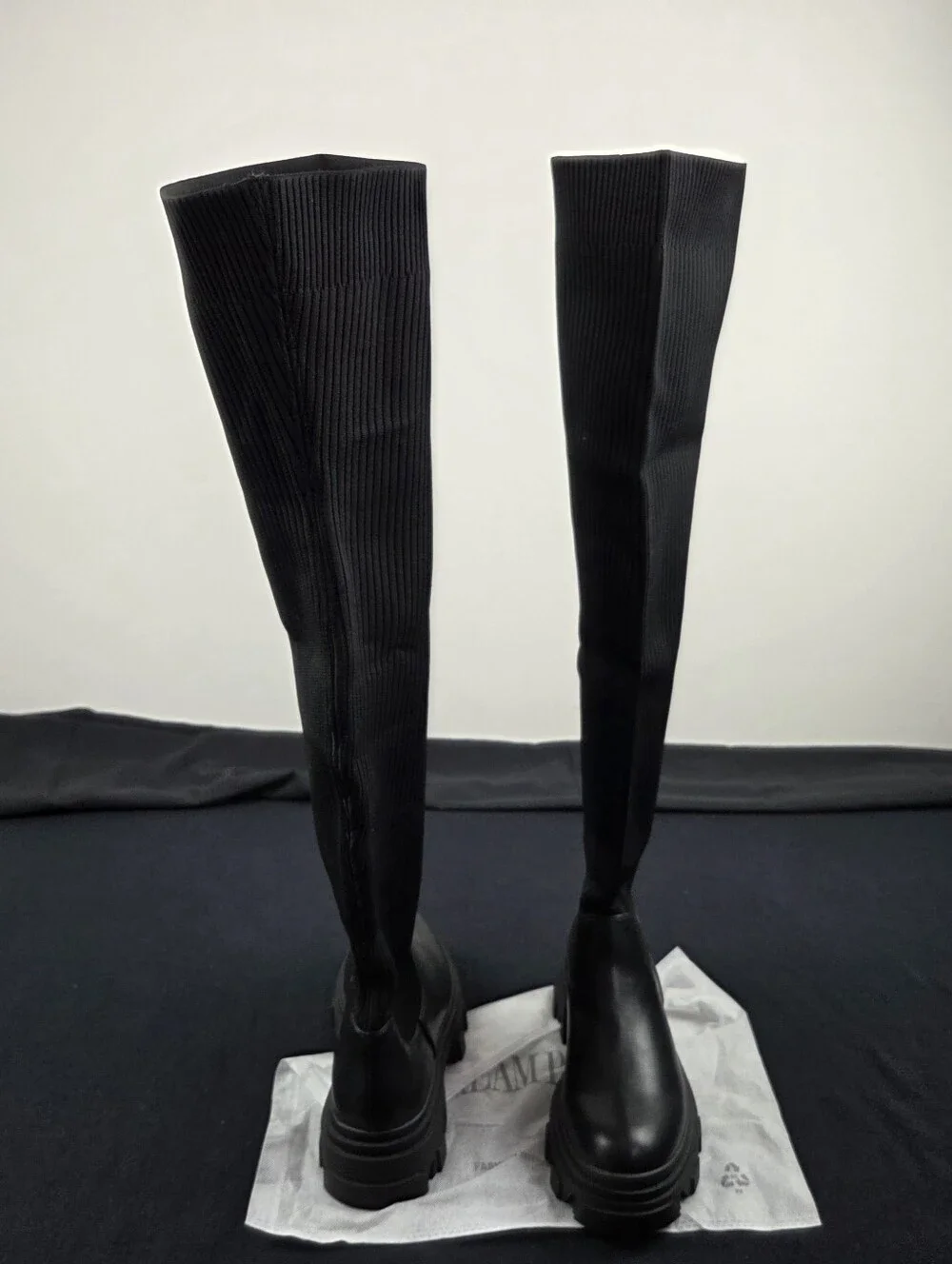 Dream Pairs Over The Knee Platform Boots Womens Size 8.5 Black Leather 21